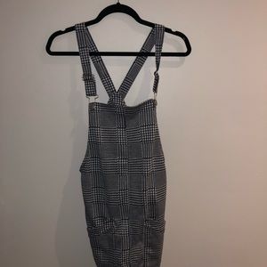 Black and white checkered overall dress